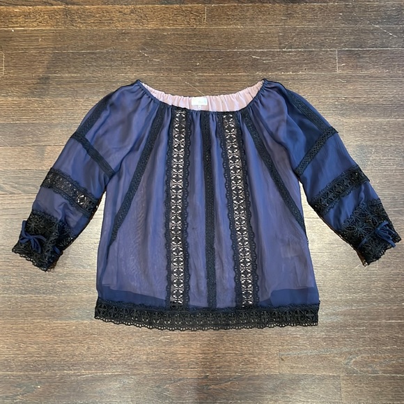 Dark blue and black blouse - Picture 1 of 2